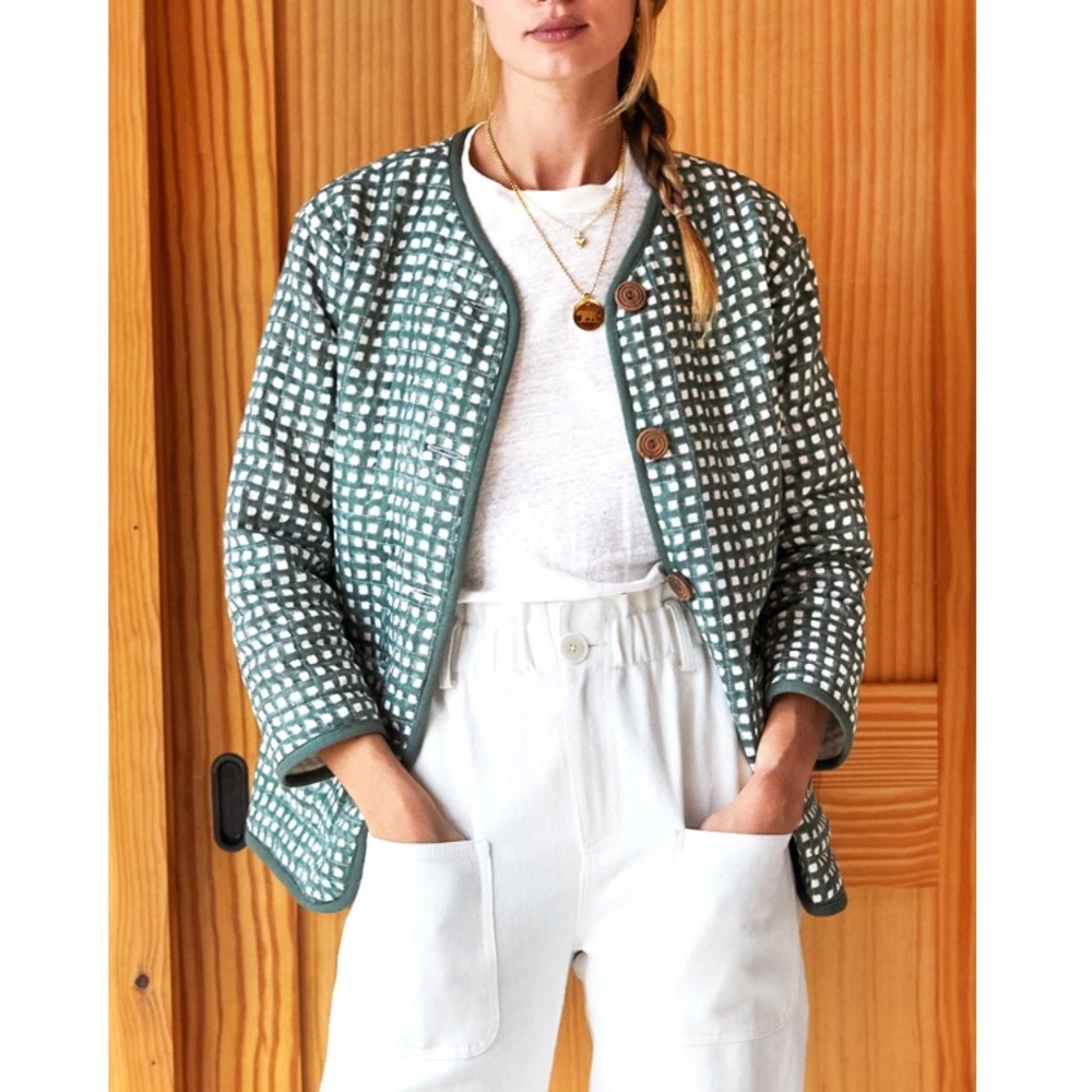 Emerson Fry India Quilted Jacket- Moss Gingham